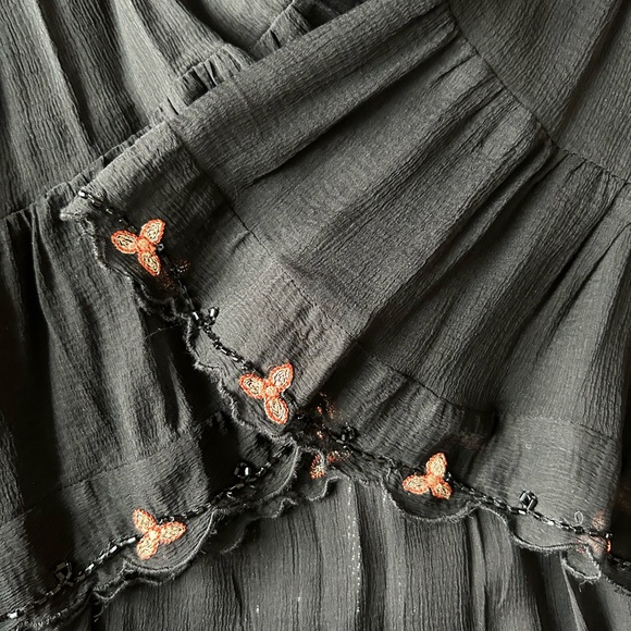 Free People Black Embroidered and Embellished Long Sleeve Dress - Picture 4 of 10